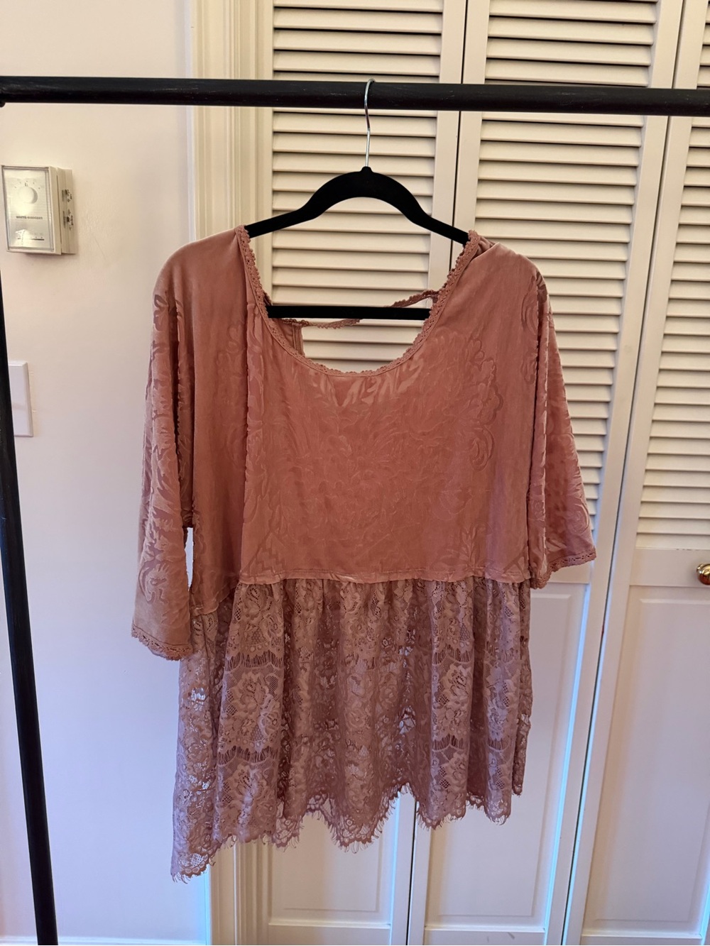 Free People Lace Peplum Tunic in Dusty Rose